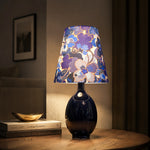 Load image into Gallery viewer, Blue floral fabric ceramic table lamp on a bedside table