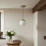Load image into Gallery viewer, Glorica Glass White Globe Pendant Light - Mid Century Modern Glass Hanging Fixture
