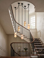 Bild in Gallery-Viewer laden, Black Metal Alabaster Chain Swag Chandelier