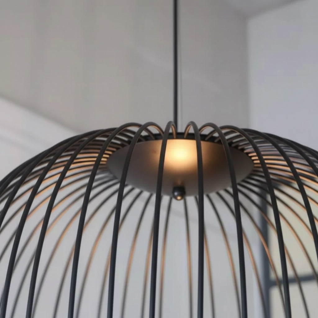 Lámpara de suspensión minimalista Radiloop - Diseño inspirado en farol de metal para comedor N48