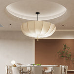 Load image into Gallery viewer, Traditional Japanese Round Iron Frame Fabric Shade 3/5 Light Chandelier For Living Room
