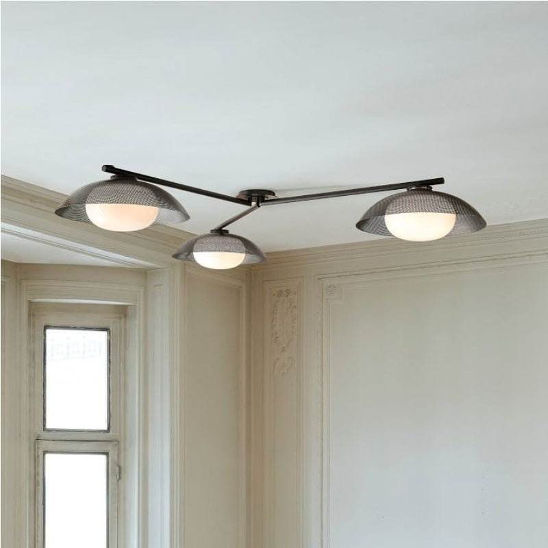 Lámpara de techo empotrada Elorina de 3 luces de vidrio y metal: una elegante luminaria para espacios modernos.