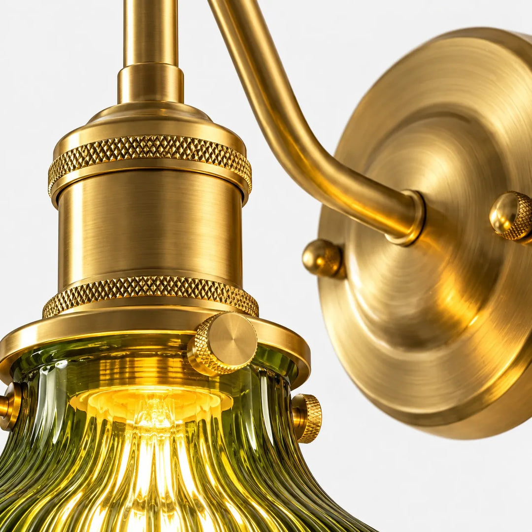 Vintage Green Glass Wall Sconce