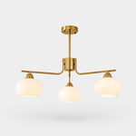 Bild in Gallery-Viewer laden, Iron gold three-light milk glass chandelier