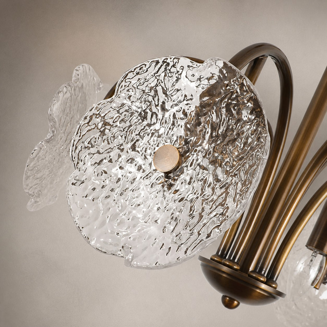 Brass Flower Glass Chandelier