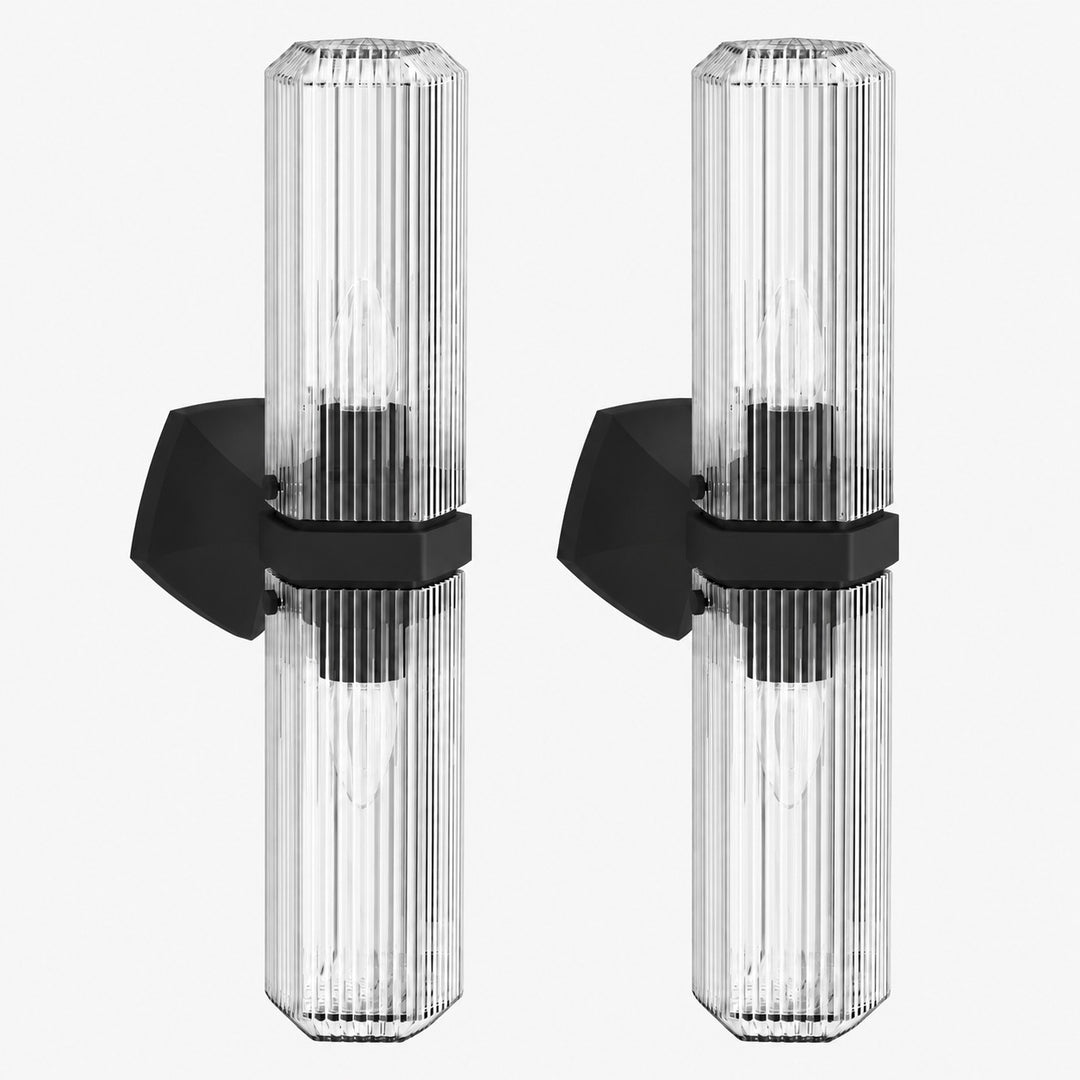 Ridged Shade Armed Cup Metal Plate Wall Light