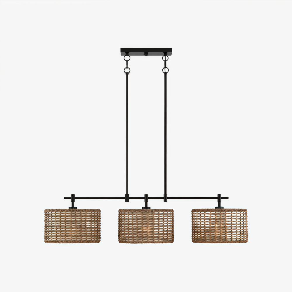 Lámpara colgante rústica Ravelo en forma de tambor con diseño escultórico de metal para comedores y salas de estar