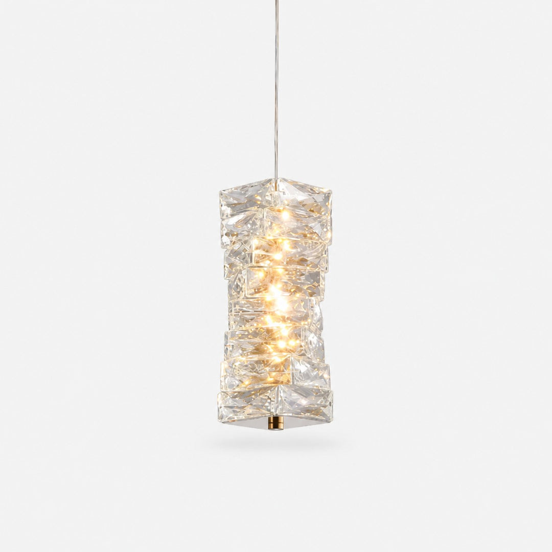 Sculptural Crystal Column LED Pendant Light