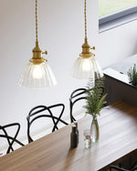 Load image into Gallery viewer, Brass Glass Hardwired Pendant Lamp