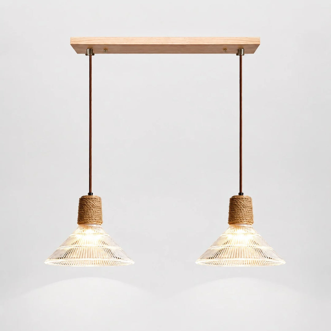 Rustic Woven Rope Glass Pendant Light Collection