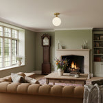 Bild in der Galerieansicht laden, Glorica Glass Mid Century Semi Flush Ceiling Light - White Opal Glass Globe Fixture
