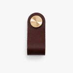 Load image into Gallery viewer, Cowhide leather and brass cabinet pull handle color and size option