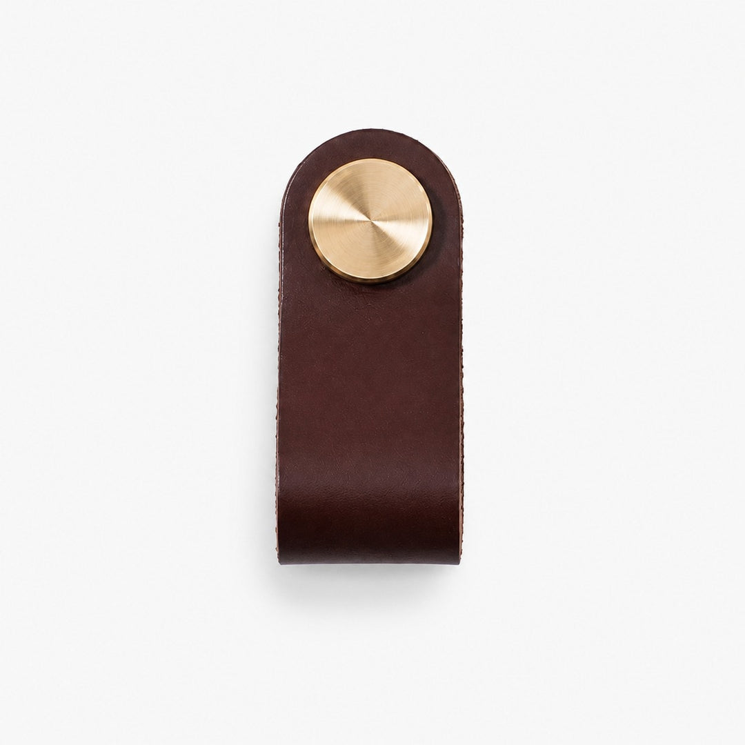 Cowhide leather and brass cabinet pull handle color and size option