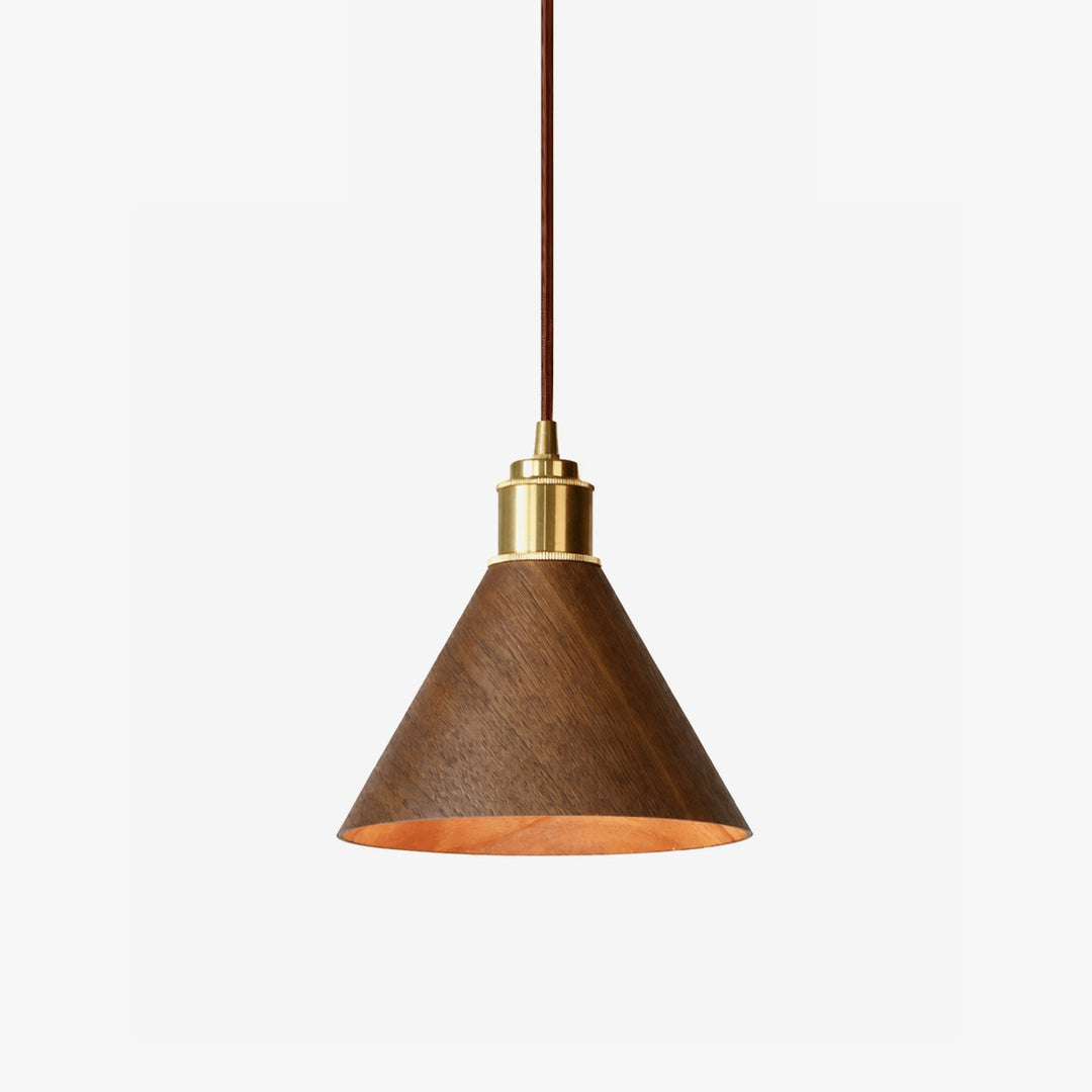 Turned Wood Conical Plug-In Pendant