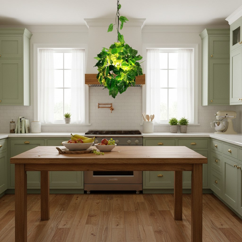 Lámpara colgante inspirada en la naturaleza Boltvein - Diseño de fusión botánico-industrial para decoración interior moderna U24