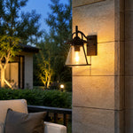 Bild in Gallery-Viewer laden, Black Glass Outdoor Wall Lantern Sconce