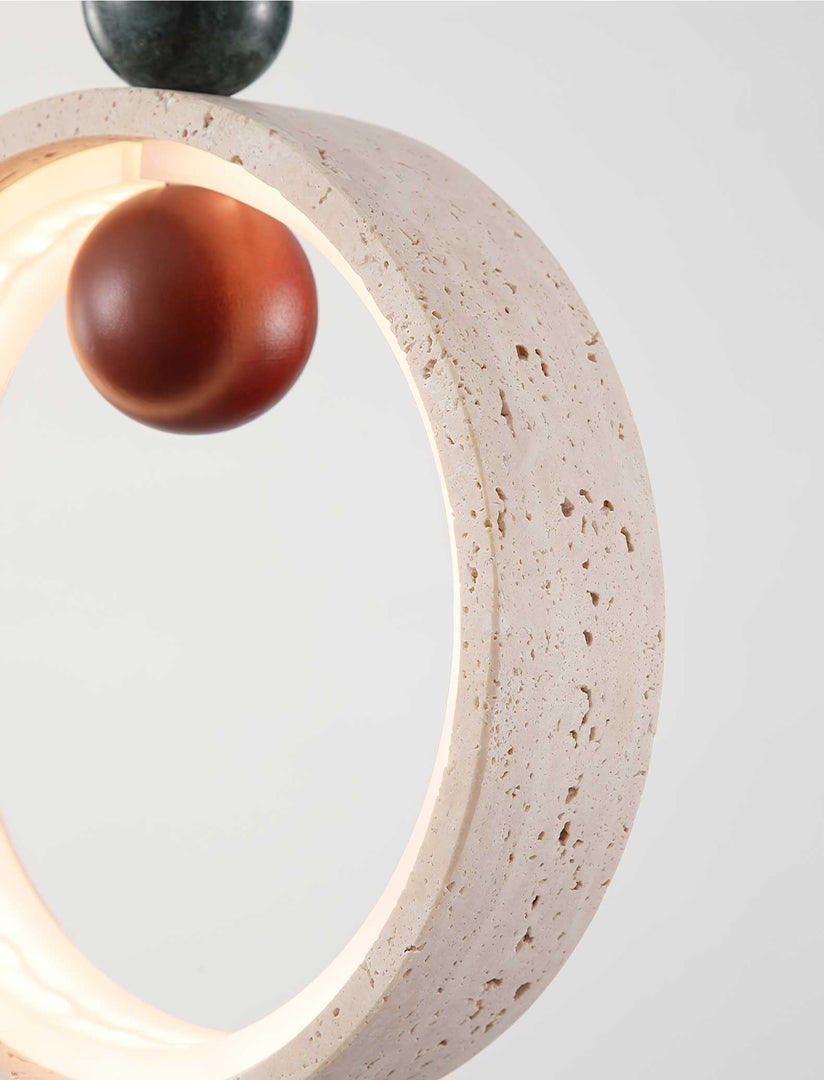 Travertine Circular Form Plug-In Pendant