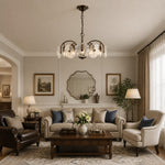 Load image into Gallery viewer, Brass Flower Glass Chandelier