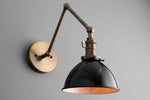 Cargar imagen en el visor de la Galería, Conique Metal Vintage Industrial Swing Arm Wall Lamp - Adjustable Dome Shade for Study
