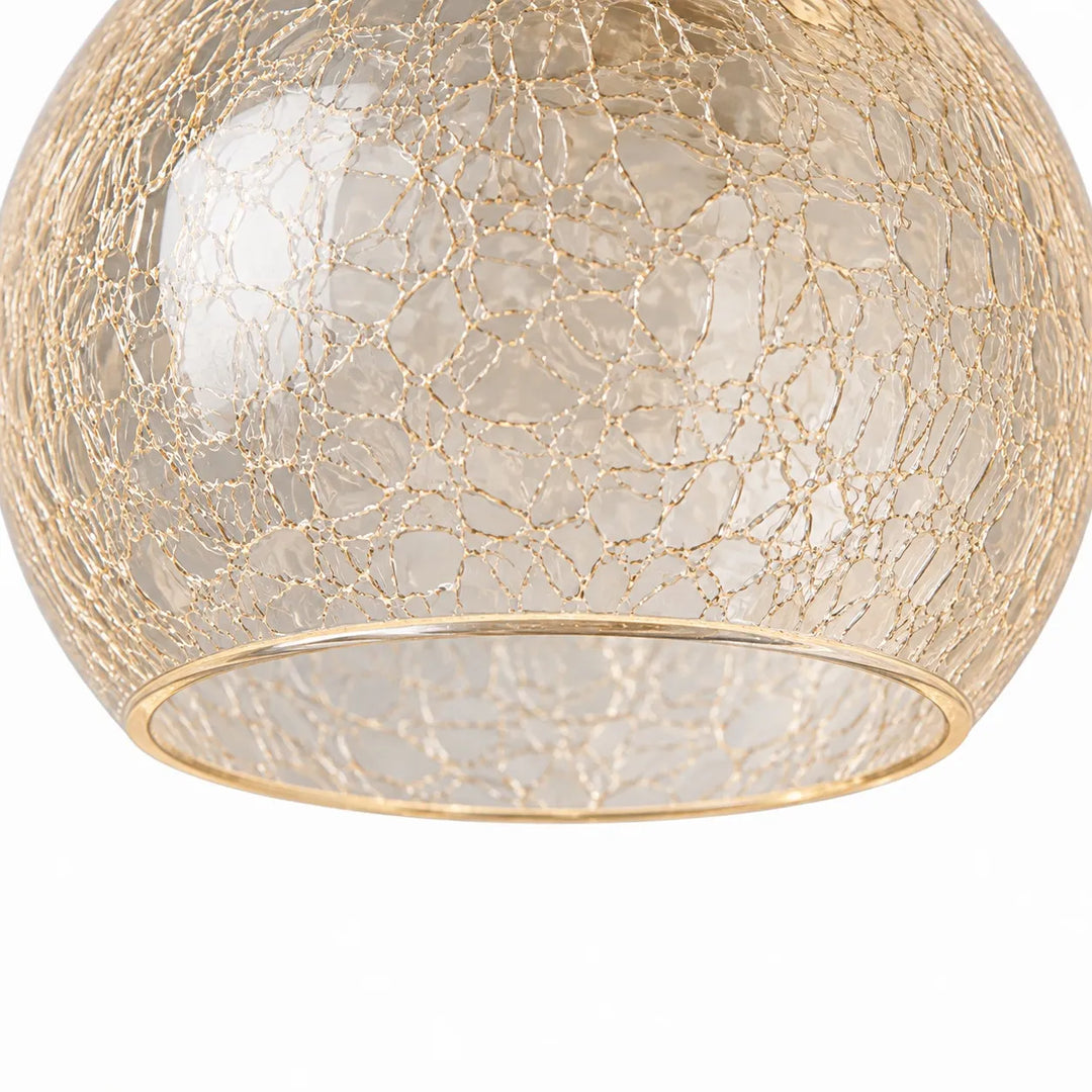 Copper Base Crackled Glass Globe Pendant Light