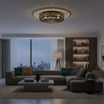 Load image into Gallery viewer, Glomar Glass Round Flush Ceiling Light - Modern Metal Glass Finish Living Areas