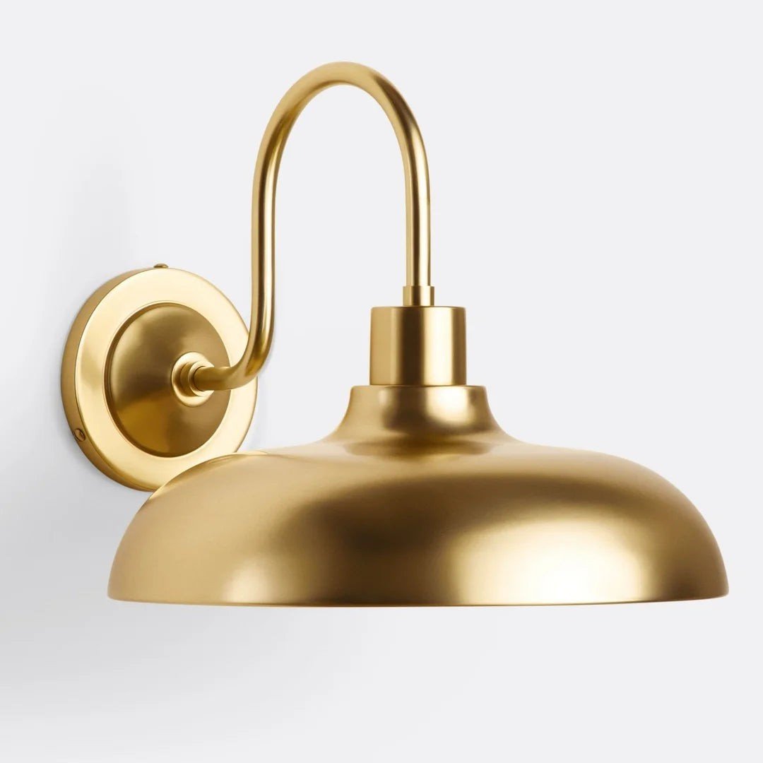 Aplique de Pared de Cúpula Rústica de Metal Industrial Velara - Lámpara Clásica Curvada para Exterior en Porche y Patio U08