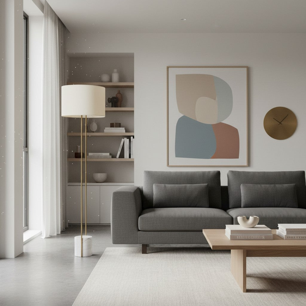 Luma Industrielle Moderne Tisch- und Stehlampe mit Weichem Stoffschirm – Zeitgenössische Beleuchtung für Zuhause und Büro