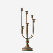 aged bronze multi-arm iron candle holder