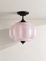 Load image into Gallery viewer, Eloise Scallop Vintage Milk Glass Semi Flush Mount Pendant Light