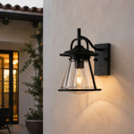 Bild in Gallery-Viewer laden, Black Glass Outdoor Wall Lantern Sconce