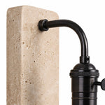 Bild in Gallery-Viewer laden, Travertine and black brass arm connection detail