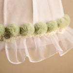 Charger l'image dans la visionneuse de galerie, Soft green pom-pom trim and scalloped lace detail