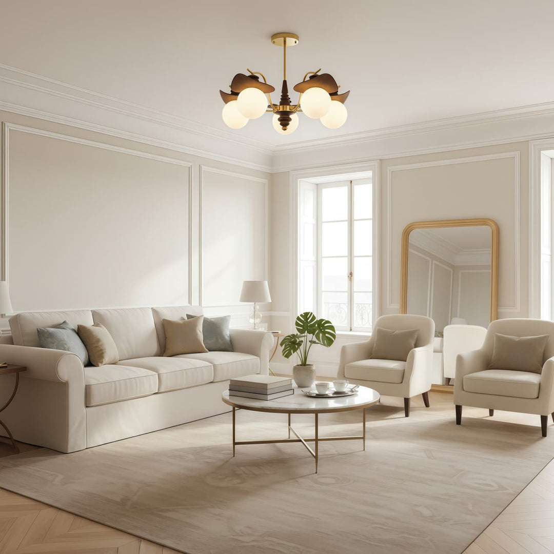 Lustre multi-bras Solvane avec abat-jours en verre - Éclairage décoratif rétro pour salle à manger