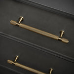 Cargar imagen en el visor de la Galería, Knurled brass furniture handle closeup