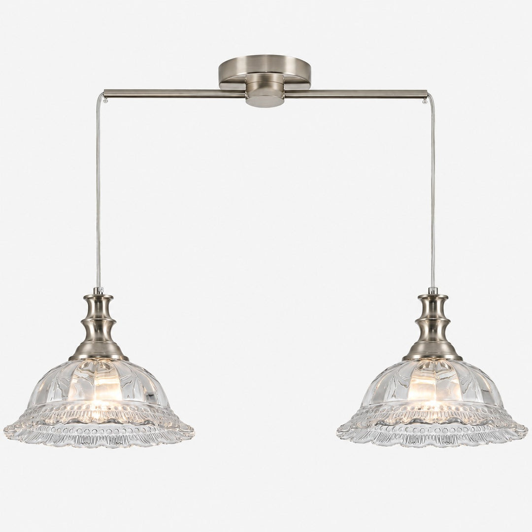 Vintage Fluted Glass Pendant Light for Kitchen & Dining