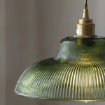 Cargar imagen en el visor de la Galería, Lámpara colgante acanalada Ribilux - Vidrio y metal vintage para cocina y comedor