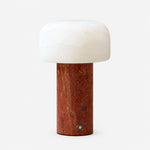 Bild in Gallery-Viewer laden, table lamp with Dolomite shade and Red Travertine base
