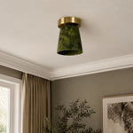Charger l'image dans la visionneuse de galerie, vintage green and gold ceiling light in a corridor scene