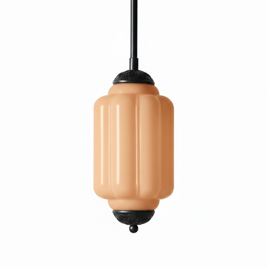 Lámpara colgante Eloise de vidrio lechoso festoneado de inspiración vintage: lámpara de acento moderna para cocina y dormitorio.