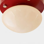 Load image into Gallery viewer, Close-up of cream glass diffuser on red LED ceiling light
