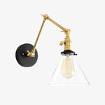 Load image into Gallery viewer, Conique Metal Industrial Wall Sconce with Adjustable Arm - Vintage Glass Cone Shade
