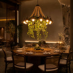 Load image into Gallery viewer, Rope and Greenery Wagon Wheel Chandelier