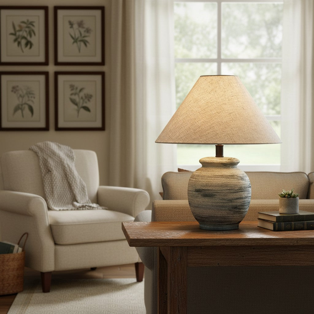 Lampe de table minimaliste en métal et céramique Ceravine - Design nordique pour chevet et salon