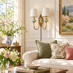 Cargar imagen en el visor de la Galería, Rowanea Fabric Shade Ceramic Plug-In Wall Sconce