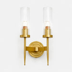 Load image into Gallery viewer, Double-head brass wall lamp with ribbed glass shades