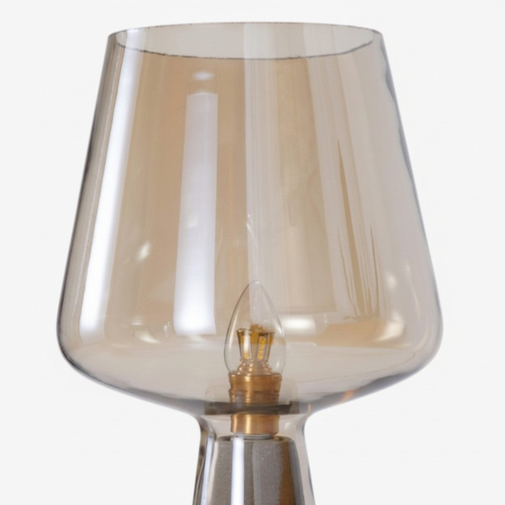 Lampe de table industrielle Concretea - Globe en verre soufflé à la main avec socle en béton pour salon