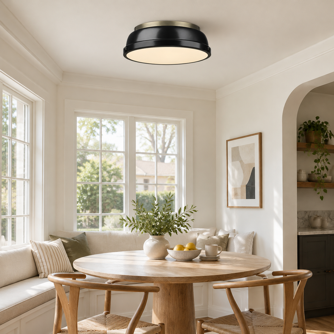 Metal Flush Ceiling Light with three metal finishes and colour choices - New2609-1024493 interior scene