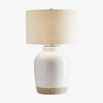 Load image into Gallery viewer, Mello Organic Textured Ceramic Table Lamp with Fabric Drum Shade - Modern Lighting for Living Room and Office