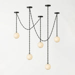 Load image into Gallery viewer, Black Metal Alabaster Globe Hardwired Chandelier