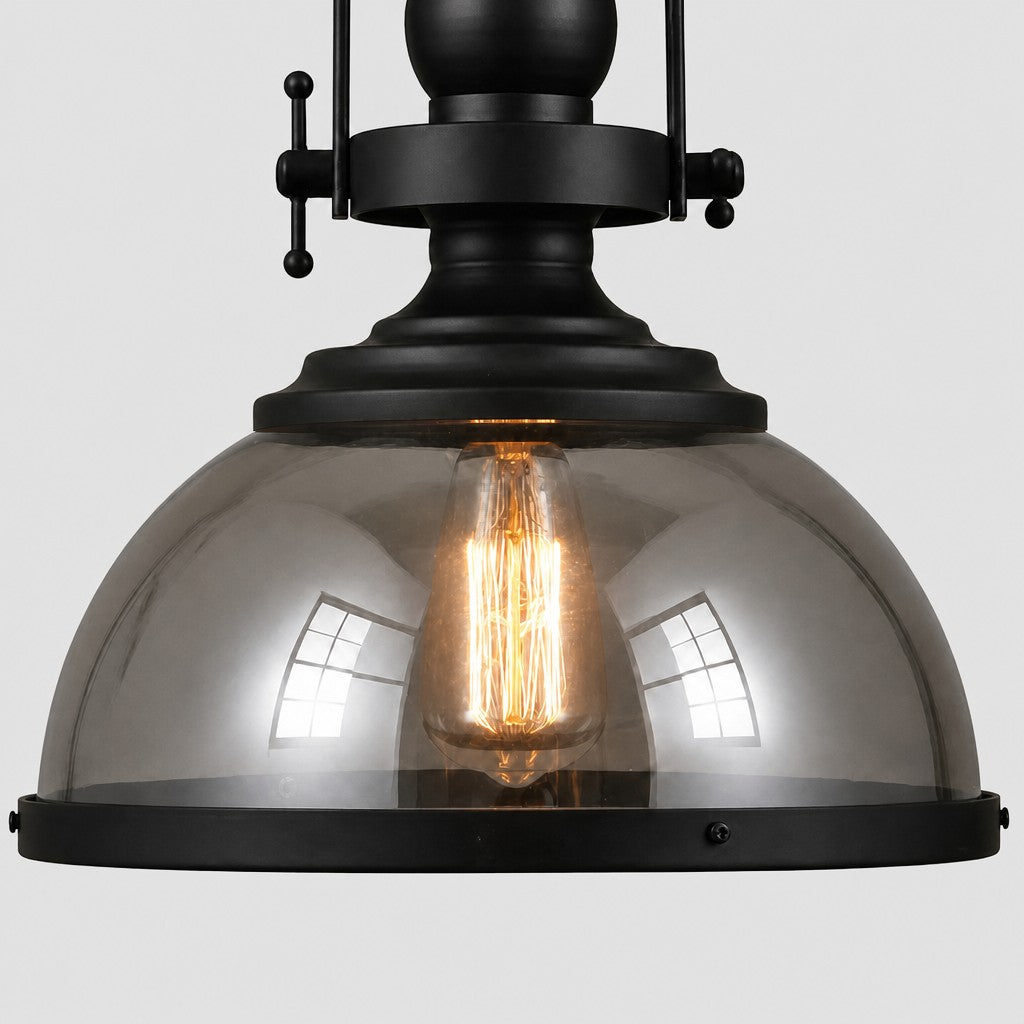 Ivoran Industrial Metal Smoky Glass Pendant Lamp — Suitable for Kitchen Island